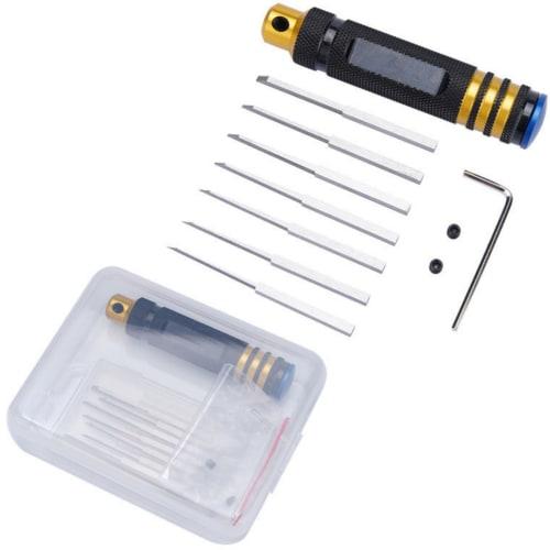 Quikaboo Line Chisel for Panel Lines and Panel Scribers, Tungsten Steel, Seven-Blade Set for Plastic Models