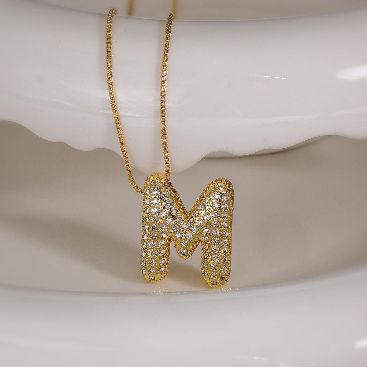 

Ожерелье с буквами алфавита в виде пузырьков из кубического циркония с золотым покрытием, ожерелье-монограмма, ожерелье с инициалом-шаром, подарки для женщин и девушек