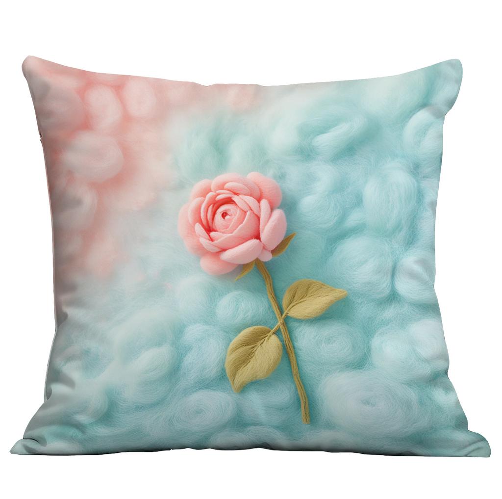 New 3D Imitation Plush Pink Rose Pillow Cover Short Fur Home Sofa Cushion Pillow Cover Premium Durable Quality