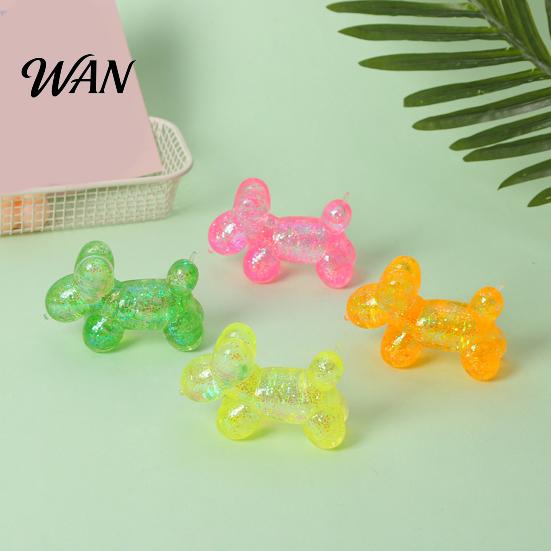 Kids Stress Relief Toy Glitter Balloon Dog Squeeze Toy, Transparent Sensory Soft Stretchy Animal Shape Fidget for Home Office Classroom