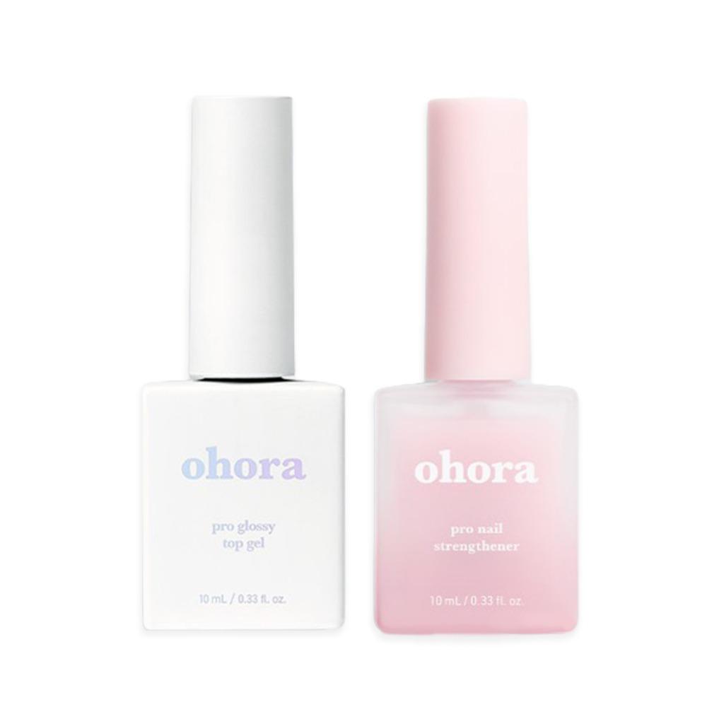 OHORA Gloss Retention Top Gel 10mL & Nail Strengthener Set Shine Boost Nail Care Kit 10mL