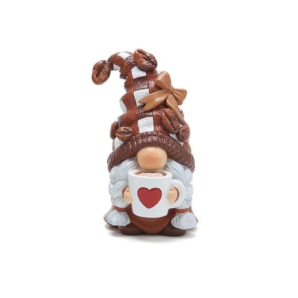 1/3PCS Gifts Handmade Coffee Gnome Resin Coffee Theme Dwarf with Coffee Cup Christmas Ornament Dwarf Figurine