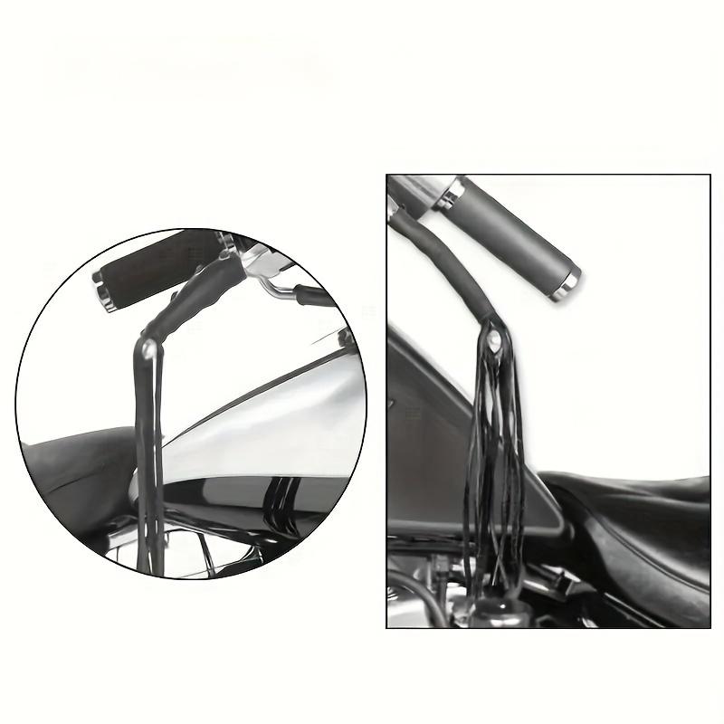 1 Pair Black PU Leather Motorcycle Handlebar Grips with Adjustable Brake Lever Tassels Stylish Fit for Street Bikes Motorcycle Accessories
