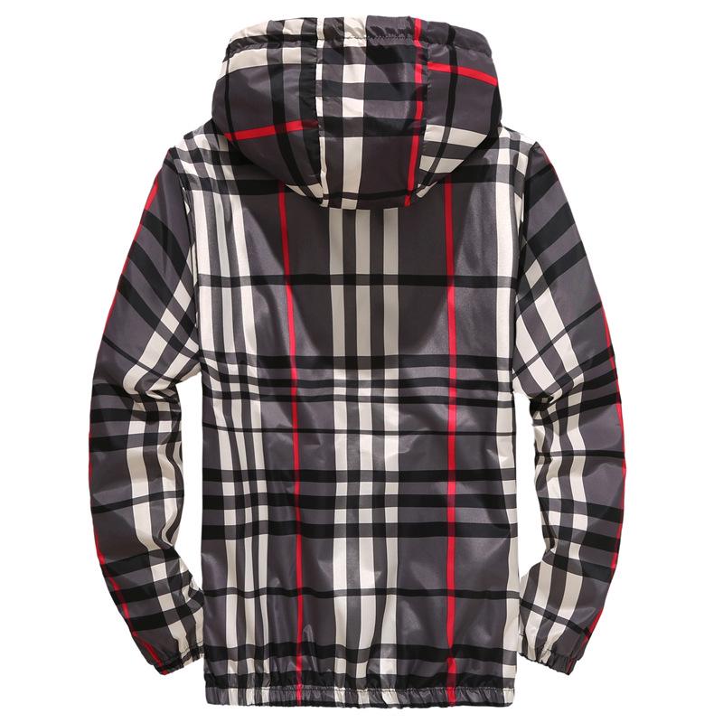 6681 Jarní Nová Pánská Kostkovaná Ležérní Bunda s Kapucí - Dospívající Student Plus Size Trend