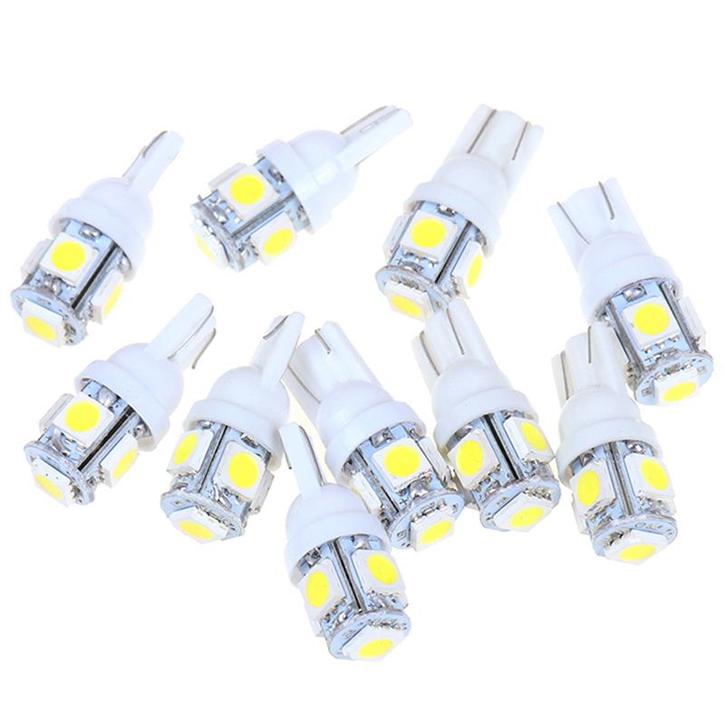 10Pcs White T10 Wedge 5-Smd 5050 5W5 Led License Plate Bulbs Indicator Light