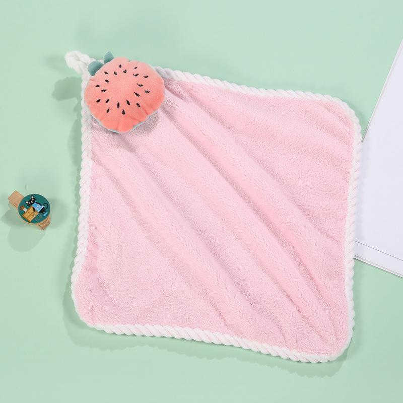 Children's Cartoon Coral Fleece Hand Towel - Absorbent, Wall-Mounted & Household Friendly