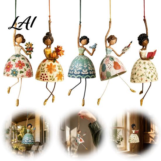 Outdoor Garden Decoration Dancing Lady Hanging Ornament for Home Decor Elegant Art Sculpture Creative Gift Dancers Pendant Indoor Window Porch