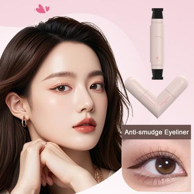2.1ML Double Head Precision Eyeliner Stamp Long-Lasting Waterproof Smudge-proof Liquid Eyeliner Pen Easy Cats Eye Stencil Makeup Tool