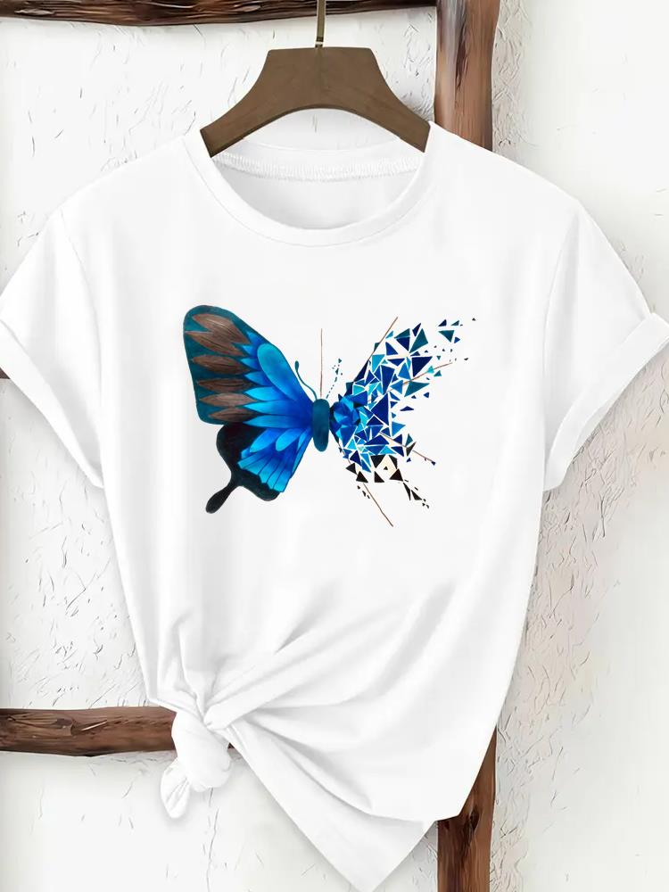 (Asian Size) Tee Print Fashion Top Women Clothing T Shirt Woman Female Sweet Flower Lovely Cute Short Sleeve Graphic T-shirts