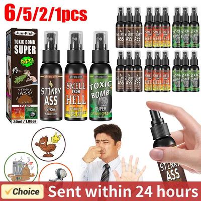 6pcs-1pcs 30ml Halloween Props Liquid Fart Spray Non Toxic Stink Bomb Ass-Smelly Stinky Gas Prank Toy Joke Party Supplies