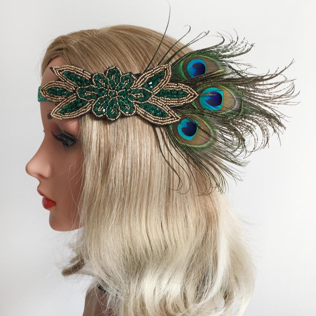 1920s Feather Hair Band Bridal Headpiece Women Headband