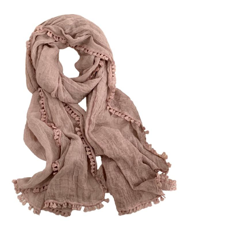 Cotton and linen scarf atmosphere new retro linen literary and fresh thin monochrome scarf shawl