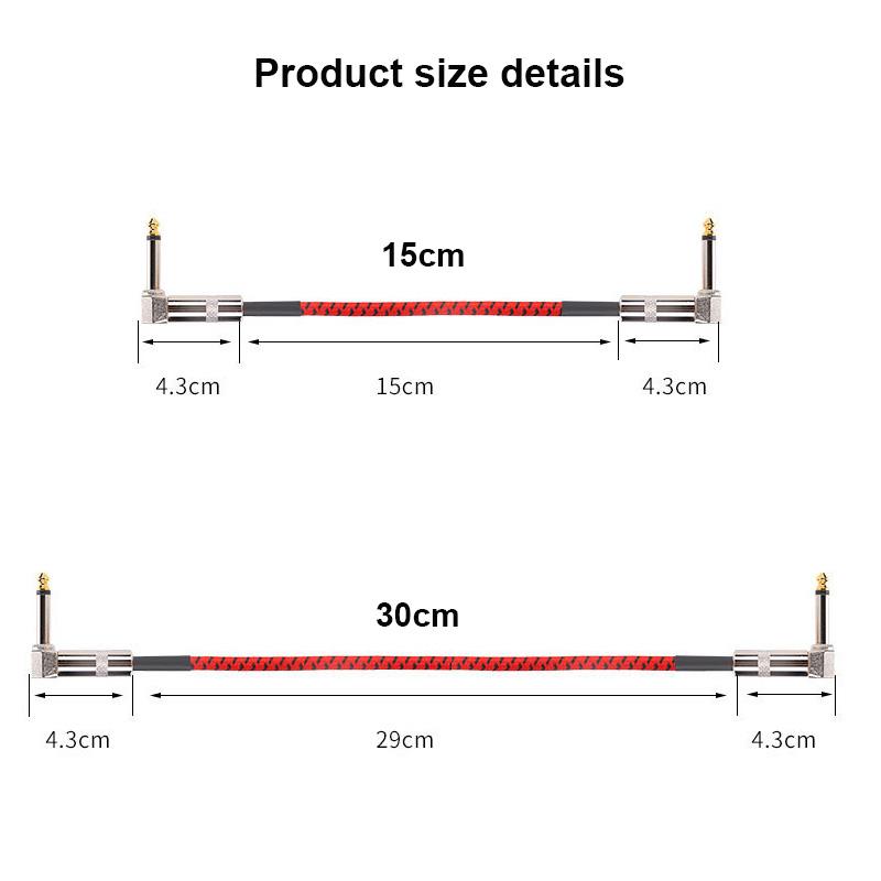 1/3Pcs Guitar Effect Pedal Patch Cable 6.35Mm Cord Low Noise Shielded Audio Cable Electric Guitar Color Braided Cable 15/30Cm