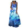 Women's Casual Maxi Dress Print V Neck Sleeveless Cami Dress with Pockets