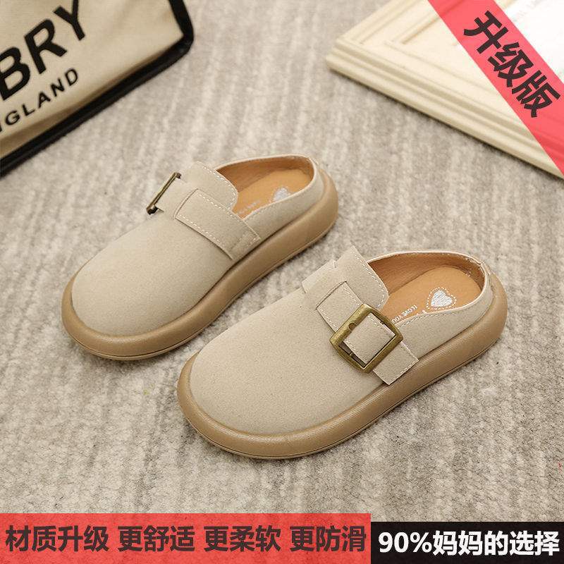 Children's Birkenstocks autumn half slippers 2025 winter new girls cotton mop velvet warm boys bread shoes
