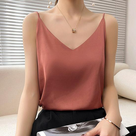 Dames Zomer Satijnen Zijden Camisole: Mouwloze Top, Basislaag van IJszijde, Veelzijdig Ondergoed of Bovenkleding