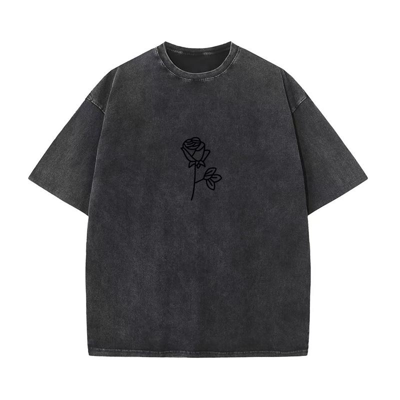 Cotton T-shirt Vintage Short-sleeved Rose Y2K American Retro T Shirt Men Women Summer T-shirts