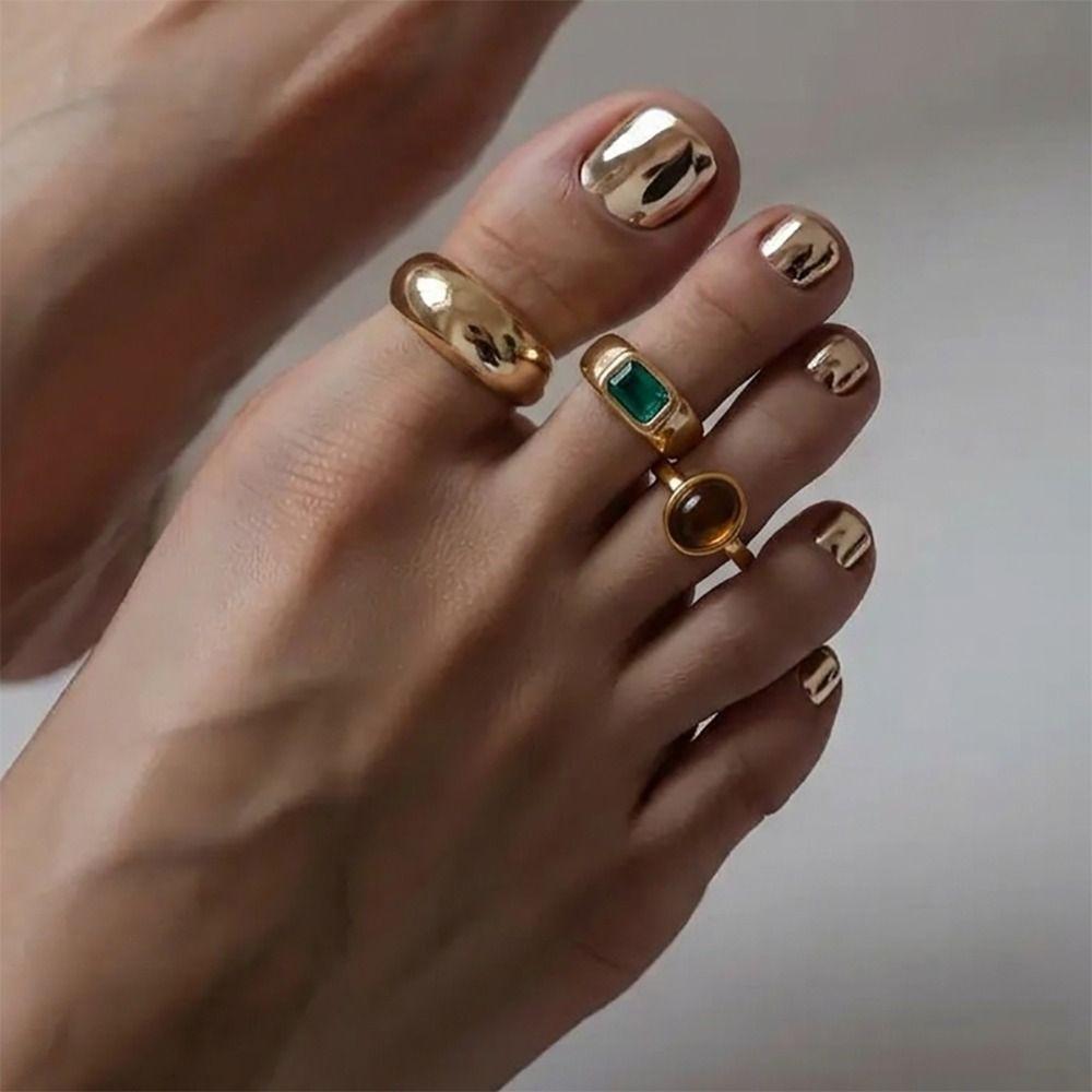 Round Foot Ring Set Metal Toe Rings Personality Women Foot Ring Women