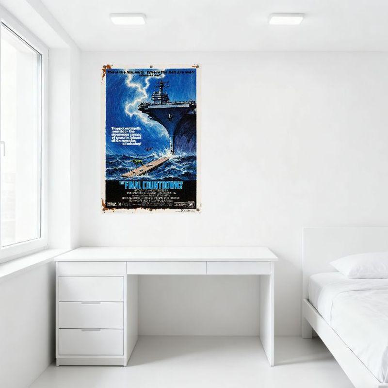 Vintage The Final Countdown Metal Tin Sign, Aircraft Carrier Lightning Ocean Scene Wall Plaque for Home Bar Man Cave Decor