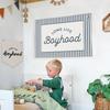 Lacama Vintage Blue Long Live Boyhood Boys Room Decor, Boy Nursery Decor, Linen Banner Wall Hanging Canvas Banner Flag Decor for Toddler Boy Room