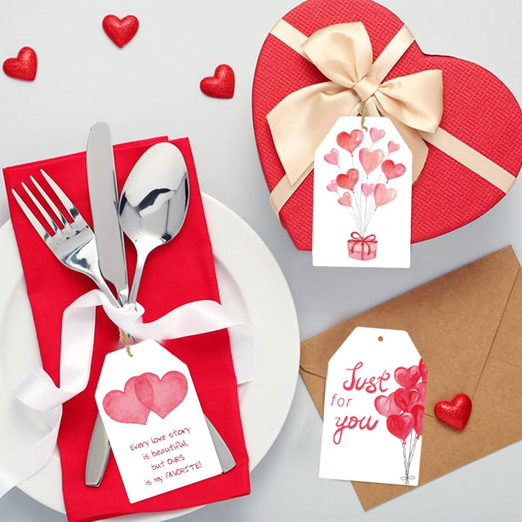 60 Stück Valentinstag Geschenk Geschenk Requisiten, Anhänger, Geschenkanhänger, Herzförmiger Schmuck, Partyzubehör