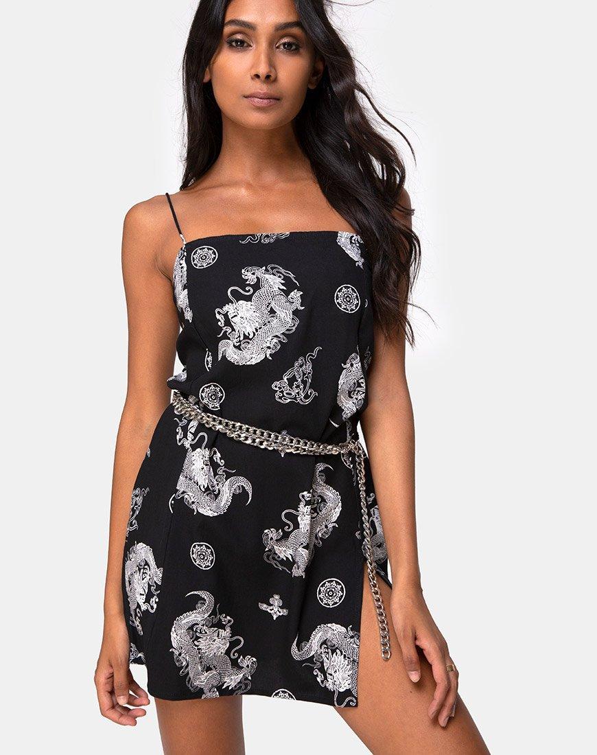 European and American women s outerwear slip dresses in stock, 2026 printed off-shoulder loose slit slip dress S