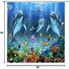 Underwater Dolphin Blue Shower Curtain Ocean Cartoon Whale Boys Animal World Marine Life Tropical Fish Fantasy Sea Coral Reef Seabed Bathroom