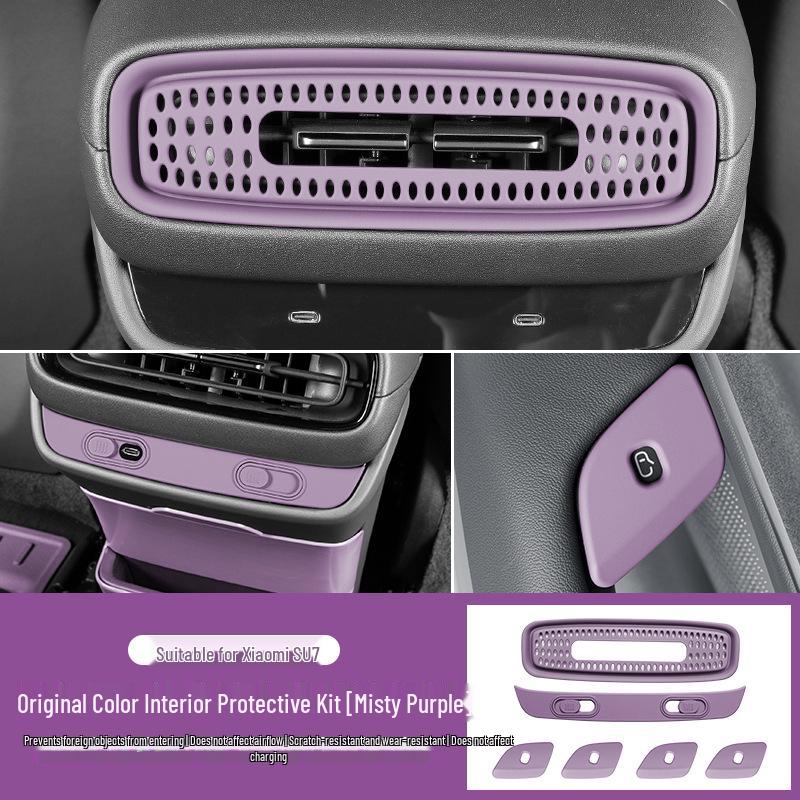 Xiaomi SU7 Rear Seat Fridge & Air Vent Cover with USB Port & Car Door Button Protector