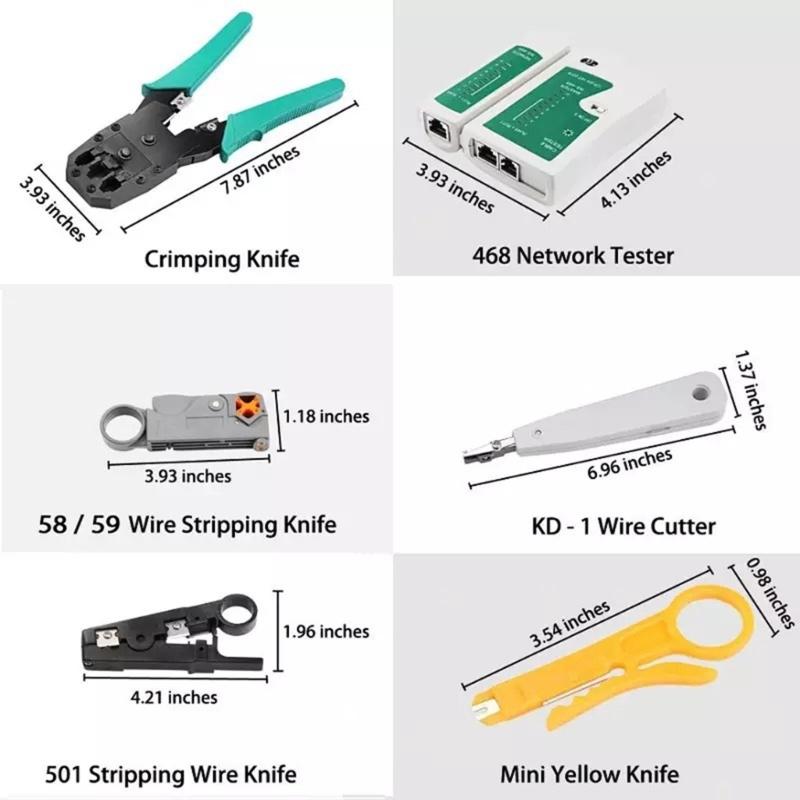 RJ45 Crimp Tool Kit, Ethernet Crimping Tool with Cat6 RJ45 Pass Through Connectors & Protections Boot, Cable Tester