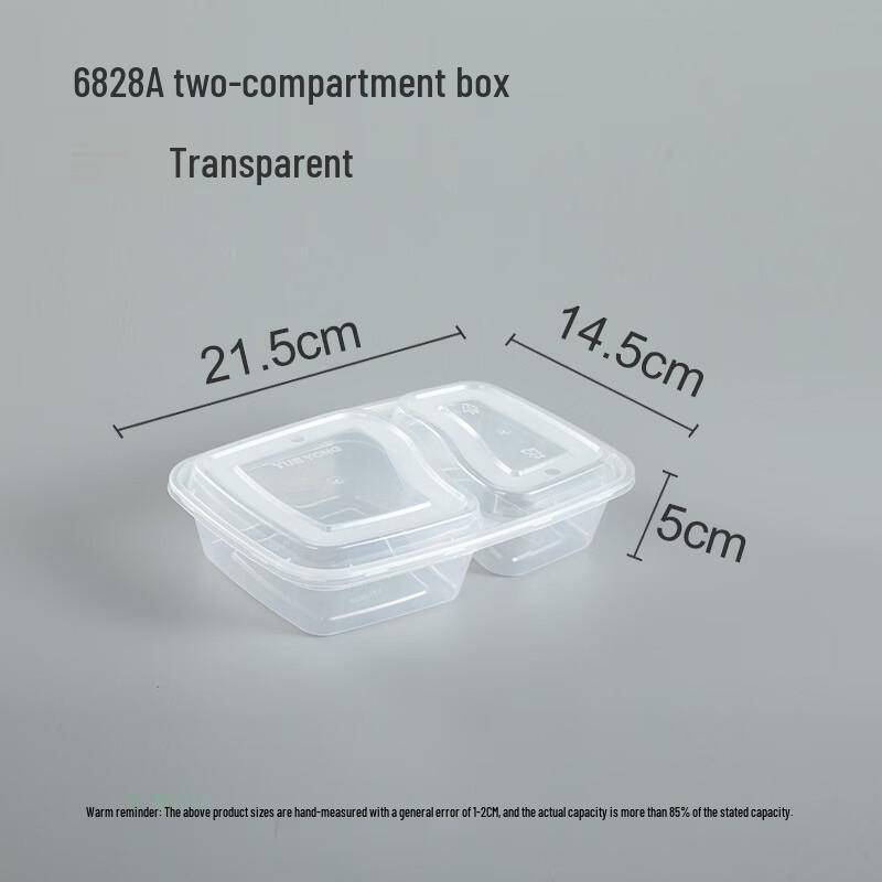 Disposable 2-Compartment Plastic Meal Prep Containers