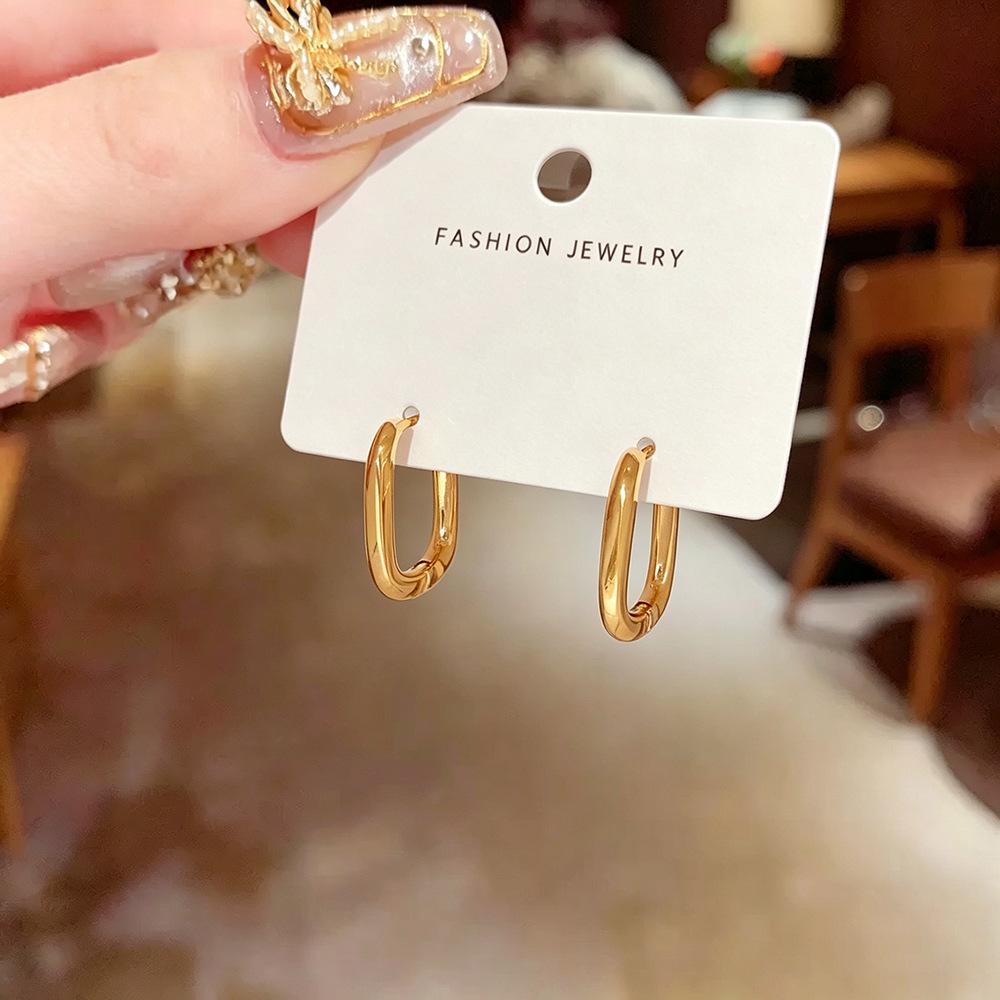 French Retro Geometric U-Shape Earrings for Women - Elegant, Versatile, and Unique Design