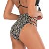 Slip Bikini Donna Sexy Vita Alta Arricciati, Costume da Bagno Monocolore Controllo Pancia per Spiaggia e Piscina