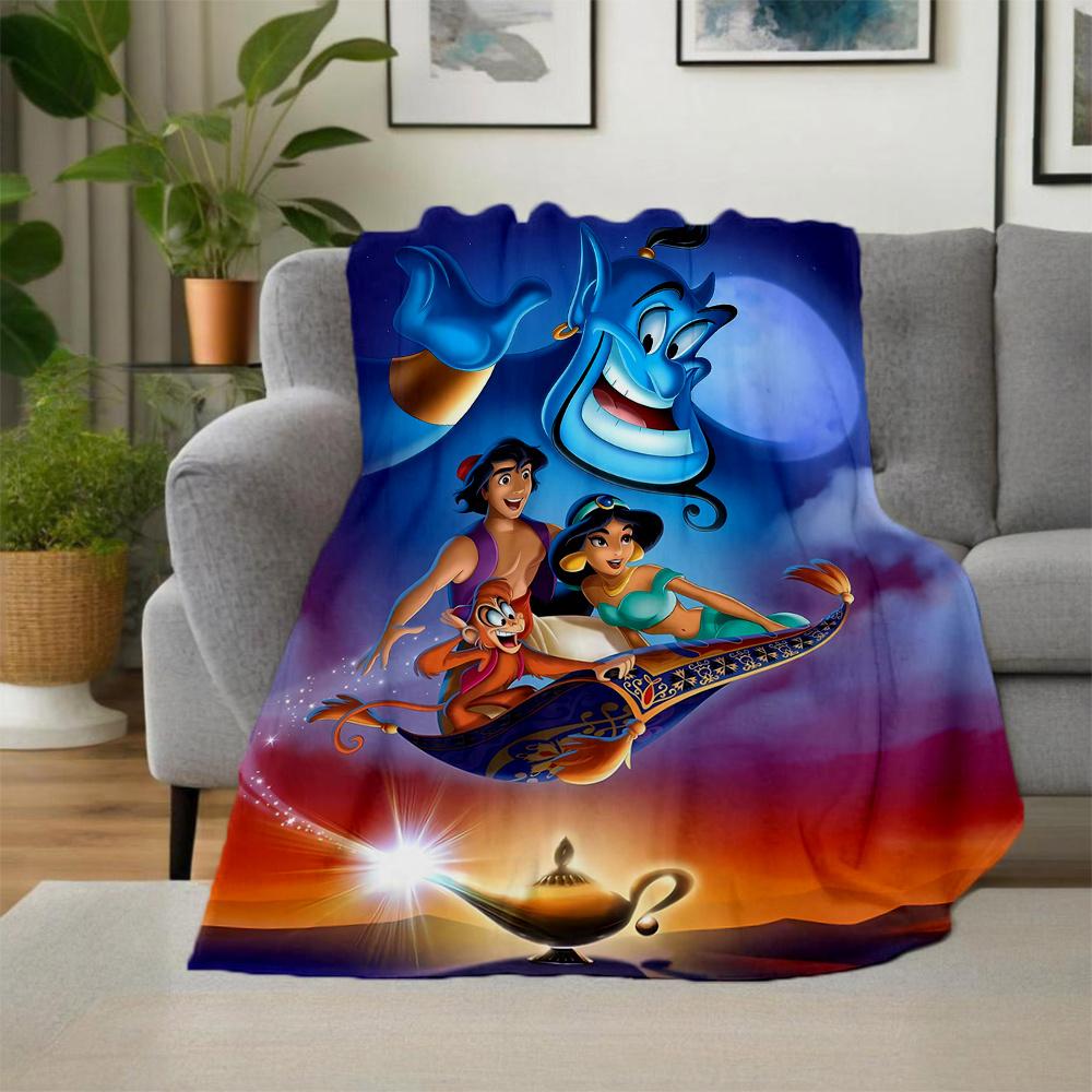 1pc, Aladdin and Princess Jasmine Blanket Soft Throw for Room Decor, Perfect Gift Idea for Family and Friend, Living Room, Travel, Camping