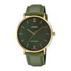 Casio MTP-VT01GL-3B Men's Watch, Gold Tone, Green Leather Band, Green Dial