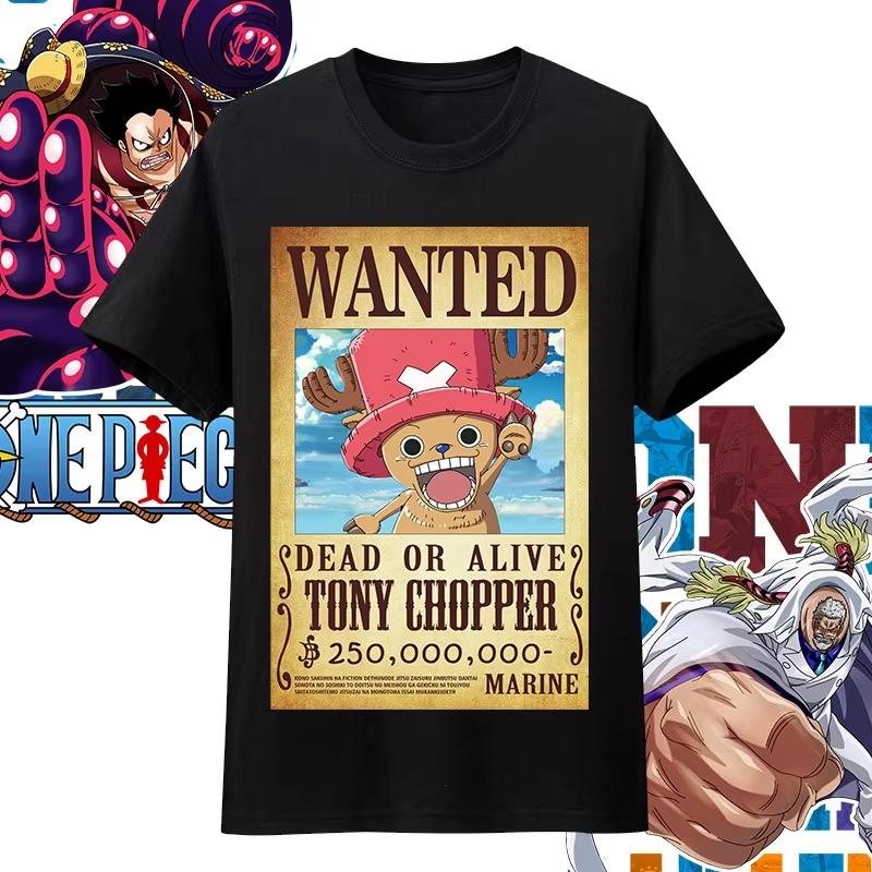 One Piece Anime Character Printing Oversized Cotton Tshirt Men and Women Comfortable Y2K Childrens Clothing Summer Trend Tees