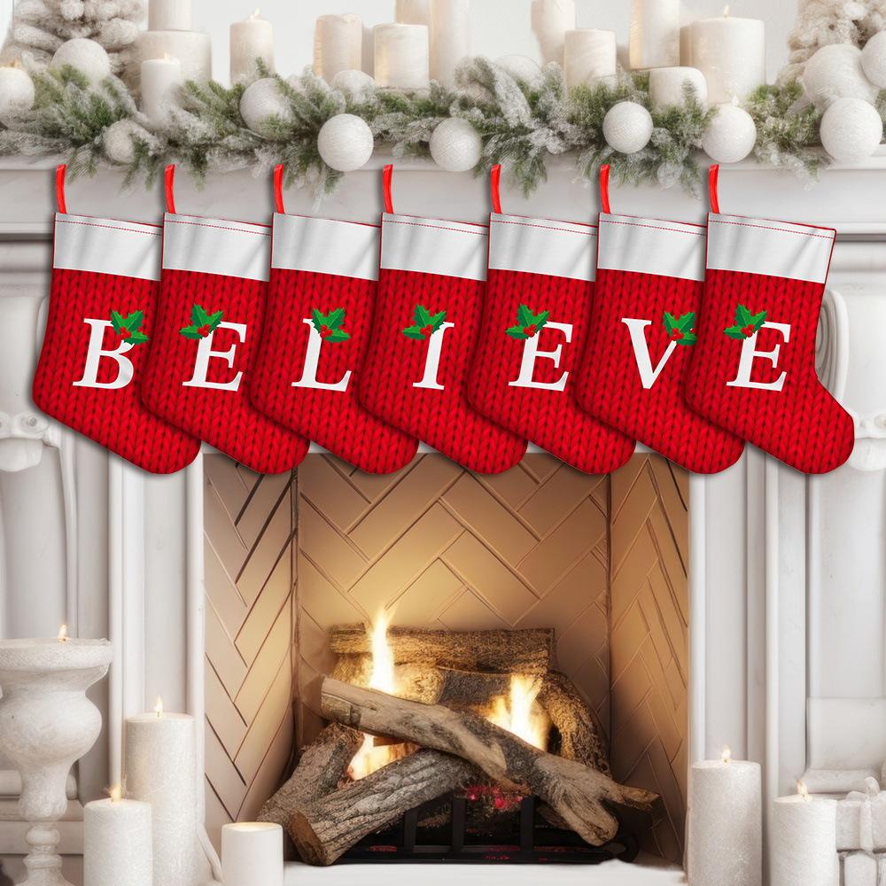 Christmas Alphabet Socks Christmas Tree Ornaments Christmas Decorations for Home Navidad Noel Xmas Gift 2026 Happy New Year