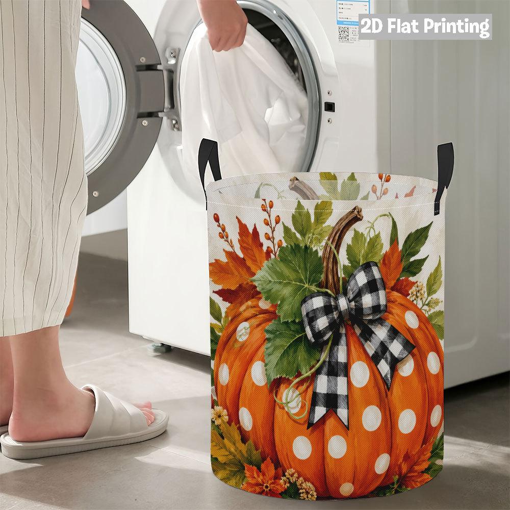 Collapsible Laundry Basket Large Round Waterproof Fabric Hamper Dirty Clothes Storage Bin Toy Organizer with Handles