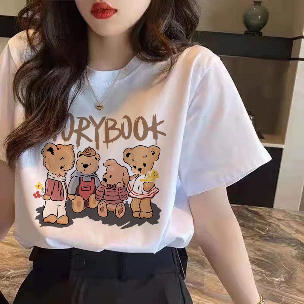 

Short Sleeve T-Shirt Women s Summer Foreign Style Cartoon Printing Loose Crew Neck T-Shirt Half Sleeve Top 4XL