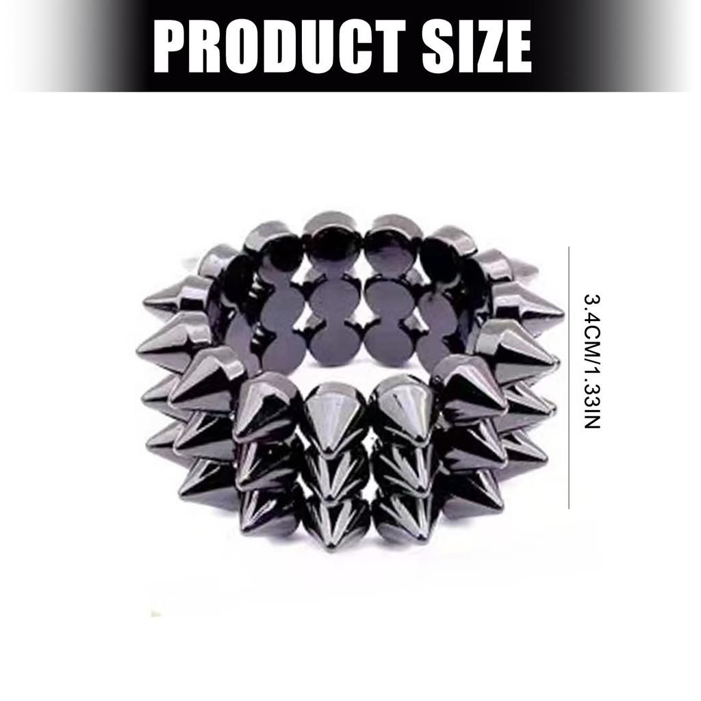 Fashion Statement Wide Bangle Rivet Detail Retro Punk Bracelet Elastic Wrist Band Y2K Jewelry Exaggerated Look