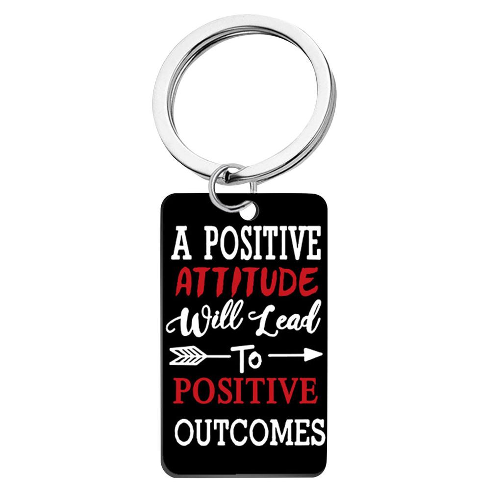 Stainless Steel Inspirational Quote Keychain There Is No Elevator To Success You Have To Take The Stairs Motivational Key Ring Durable Metal Pendant