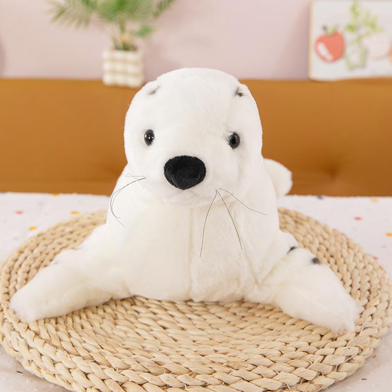 Cute Simulated Sea Lion Doll Plush Toy White Sea Lion Doll Children's Companionship and Comfort