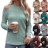 Womens Oversized Long Sleeve T-Shirt With Off-Shoulder Detail Round Neck Loose Fit Casual Daily Wear 2026 Winter