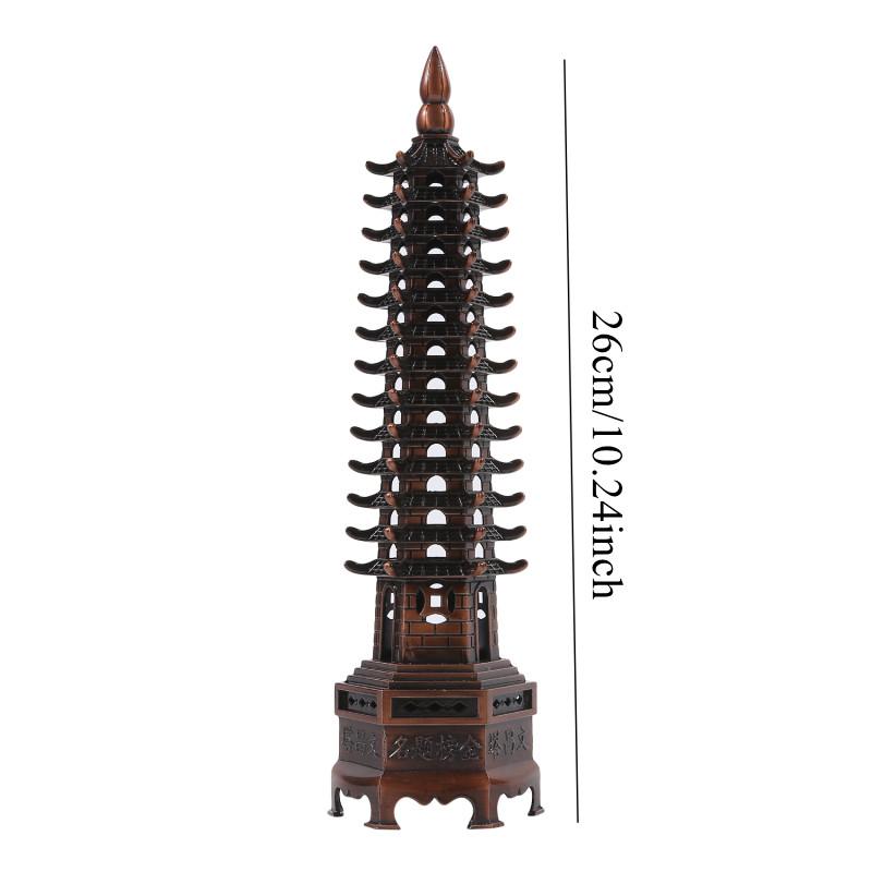 Feng Shui Zinc Alloy 3D Model Chinese Wenchang Pagoda Tower Crafts Statue Souvenir Home Decoration Metal Handicraft