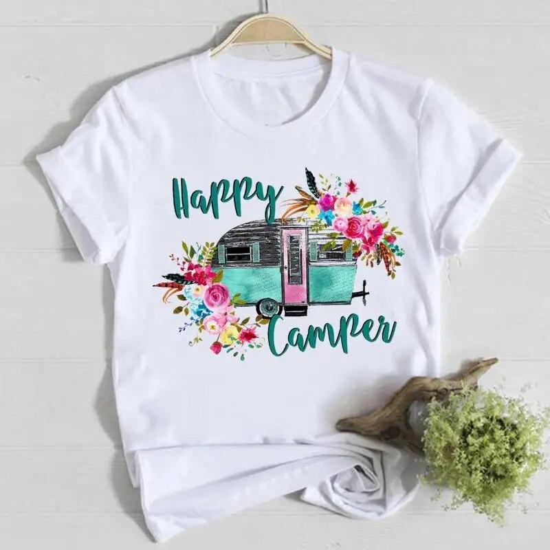 Blume Frühling Rundhals T-Shirt Top Shirt Damen Kleidung Mode T-Shirt Sommer Damen T Kurzarm Lässig Grafik T-Shirts