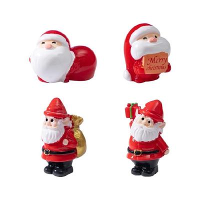 Sada 4 vtipných miniaturních soch Santy Pryskyřičné řemeslné figurky Stolní ozdoby Sváteční sezónní vánoční dekorace Dárek