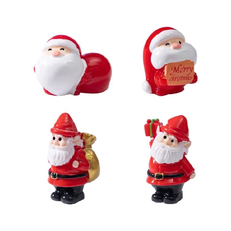 

Set of 4 Funny Santa Miniature Statue Resin Craft Figures Desk Ornaments Festives Seasonal Christmas Decoration Gift 1