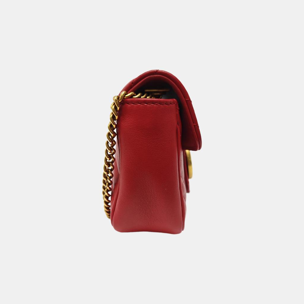 [Pre-Owned] GG Marmont Vintage Metal Logo Quilted Leather Mini Shoulder Bag - Excellent #LDL1UW