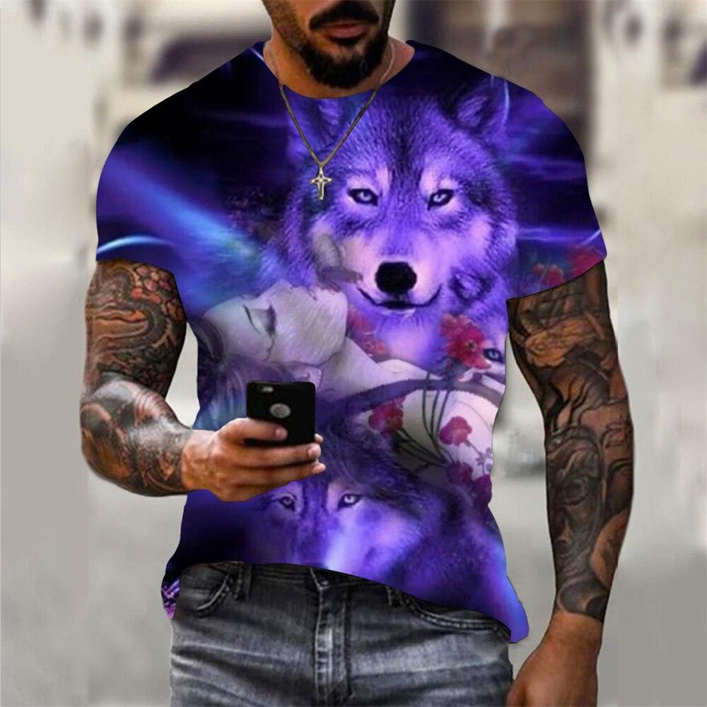 

Модная и персонализированная крутая трендовая футболка с круглым вырезом и короткими рукавами с изображением животных 6XL