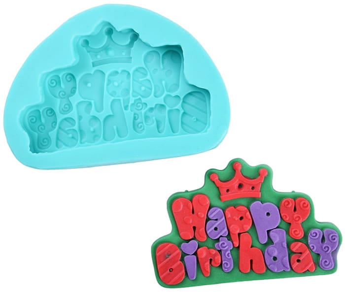 Forma Silikonowa Do Masy Cukrowej  Happy Birthday  Korona