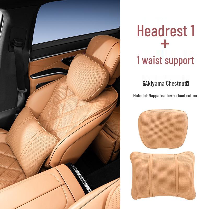 Premium Maybach S-Class Headrest & Breathable Lumbar Support Cushion